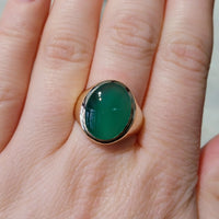 Chrysoprase signet ring in 14 carat gold-gents rings-The Antique Ring Shop
