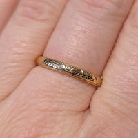 Vintage 18 carat gold band with motif-wedding rings-The Antique Ring Shop