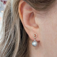 Pearl and diamond earrings-Earrings-The Antique Ring Shop