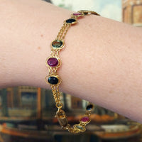 Sapphire ruby and tourmaline braclet-Bracelets-The Antique Ring Shop