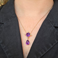 Victorian amethyst and pearl pendant-Pendants-The Antique Ring Shop