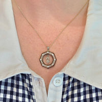 Belle Epoque pendant with diamonds and pearls-Pendants-The Antique Ring Shop
