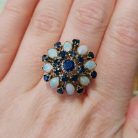 Vintage sapphire and opal ring in 14 carat gold-Vintage rings-The Antique Ring Shop
