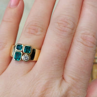Emerald and diamond ring in 18 carat gold-Vintage Rings-The Antique Ring Shop