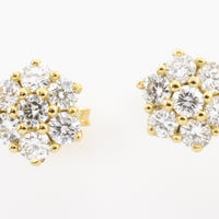 Diamond cluster ear studs in 14 carat gold.-Earrings-The Antique Ring Shop