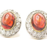 Garnet & Diamond Gold Studs-Earrings-The Antique Ring Shop, Amsterdam