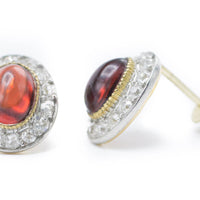 Garnet & Diamond Gold Studs-Earrings-The Antique Ring Shop, Amsterdam