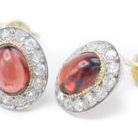 Garnet & Diamond Gold Studs-Earrings-The Antique Ring Shop, Amsterdam