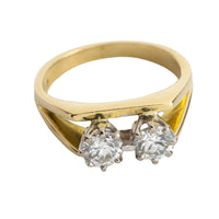 Vintage double diamond ring in 18 carat gold-Vintage & retro rings-The Antique Ring Shop