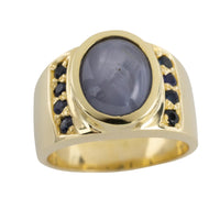 Star sapphire ring in 14 carat gold-Vintage & retro rings-The Antique Ring Shop