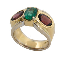 Emerald and garnet ring in 18 carat gold-Vintage & retro rings-The Antique Ring Shop
