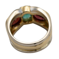 Emerald and garnet ring in 18 carat gold-Vintage & retro rings-The Antique Ring Shop