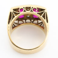 Vintage Art Deco style ring with synthetic rubies and diamonds-Vintage & retro rings-The Antique Ring Shop