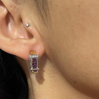 Amethyst and diamond earrings-Earrings-The Antique Ring Shop