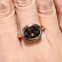 Smoked quartz ring in 18 carat rose gold-Vintage Rings-The Antique Ring Shop