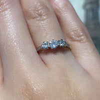 Vintage three stone diamond ring-engagement rings-The Antique Ring Shop