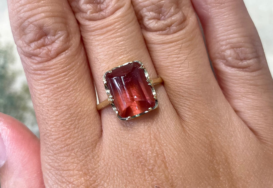 Faceted tourmaline ring in 14 carat gold-Vintage Rings-The Antique Ring Shop