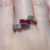 Baguette ruby and diamond ring in 18 carat gold-vintage rings-The Antique Ring Shop
