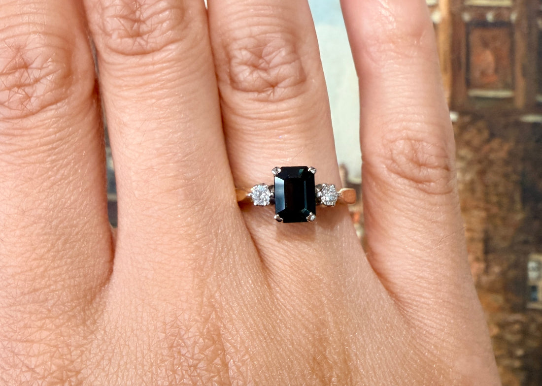 Vintage sapphire and diamond ring-Vintage Rings-The Antique Ring Shop