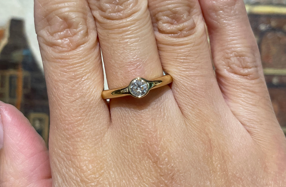 18 carat gold diamond solitaire ring-engagement rings-The Antique Ring Shop