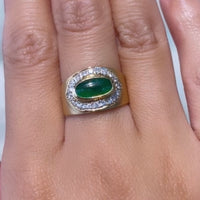 Jade and diamond ring in 18 carat gold-Vintage Rings-The Antique Ring Shop