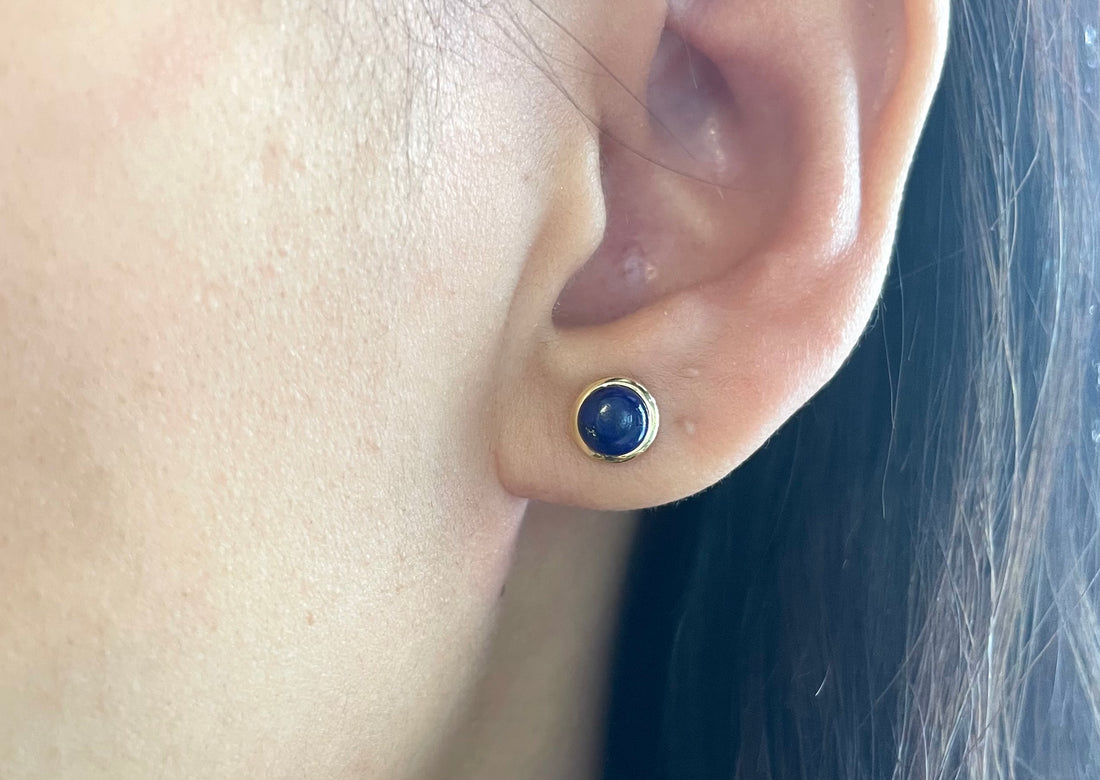 Lapiz studs in 18 carat gold-Earrings-The Antique Ring Shop
