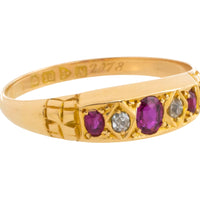 Edwardian ruby and old cut diamond ring from 1913