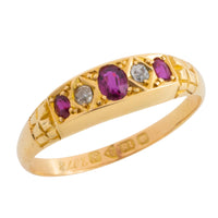 Edwardian ruby and old cut diamond ring from 1913