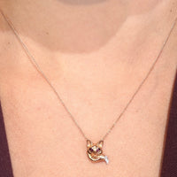 Fox pendant with rubies and diamonds-Pendants-The Antique Ring Shop