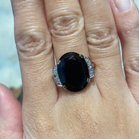 Art Deco onyx and rose diamond ring-The Antique Ring Shop