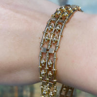 Vintage bar and bead bracelet in 15 carat gold-Bracelets-The Antique Ring Shop