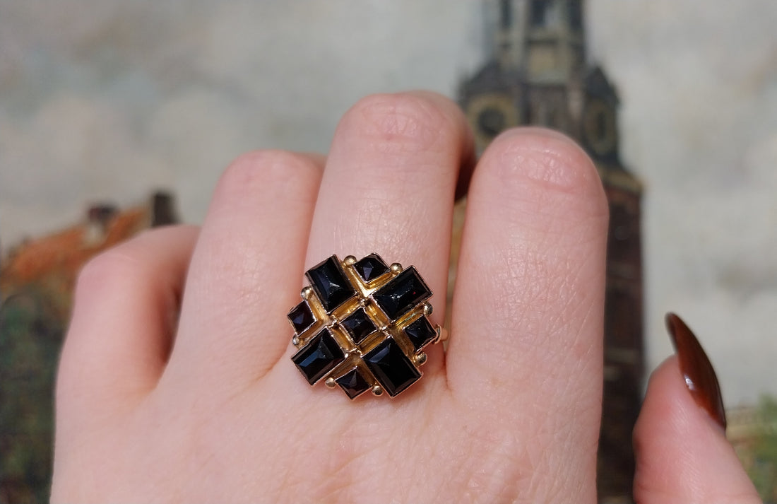 Vintage garnet rose gold ring-vintage rings-The Antique Ring Shop