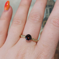 Dark brown diamond ring with brilliant cuts in 14 carat gold-engagement rings-The Antique Ring Shop