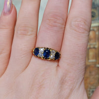 Victorian sapphire and diamond ring from 1898-Antique rings-The Antique Ring Shop