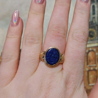 Antique Lapiz intaglio signet ring in 14 carat gold-gents rings-The Antique Ring Shop