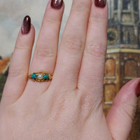 Victorian turquoise and pearl ring in 18 carat gold-Antique rings-The Antique Ring Shop