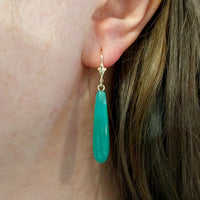 Chrysoprase pendant earrings in 14 carat gold-Earrings-The Antique Ring Shop