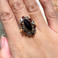 Garnet and rose diamond 14 carat gold ring-Vintage rings-The Antique Ring Shop