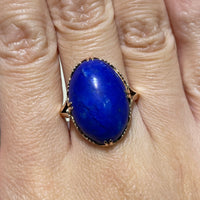 Cabochon lapiz ring in 14 carat gold-Vintage Rings-The Antique Ring Shop