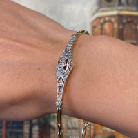 Edwardian link bracelet with old cut and rose cut diamonds-Bracelets-The Antique Ring Shop