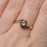 Vintage 14 carat rose diamond solitaire swirl ring-Vintage Rings-The Antique Ring Shop