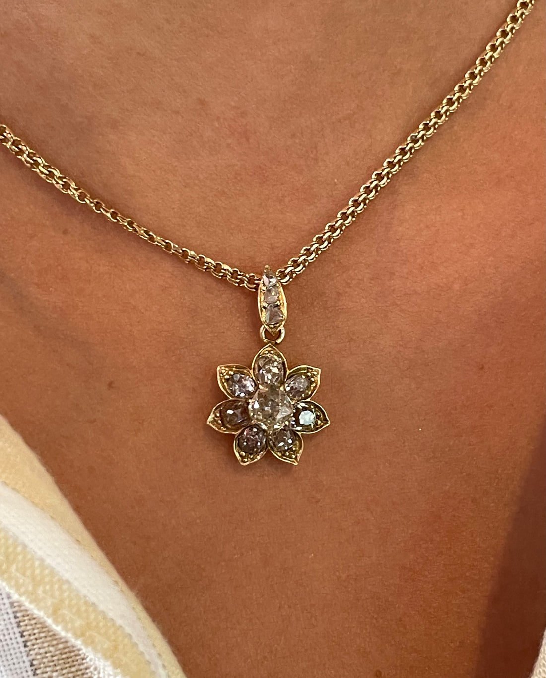 Old mine cut diamond pendant-Pendants-The Antique Ring Shop