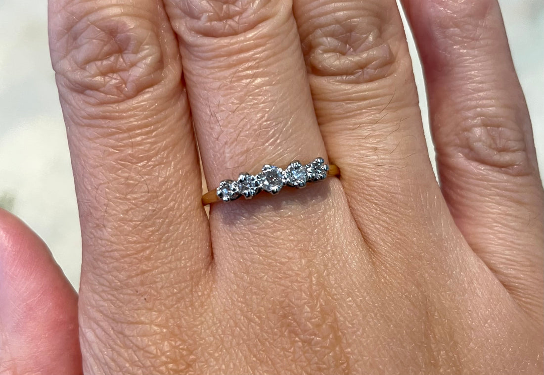 Vintage five stone diamond ring-Vintage Rings-The Antique Ring Shop
