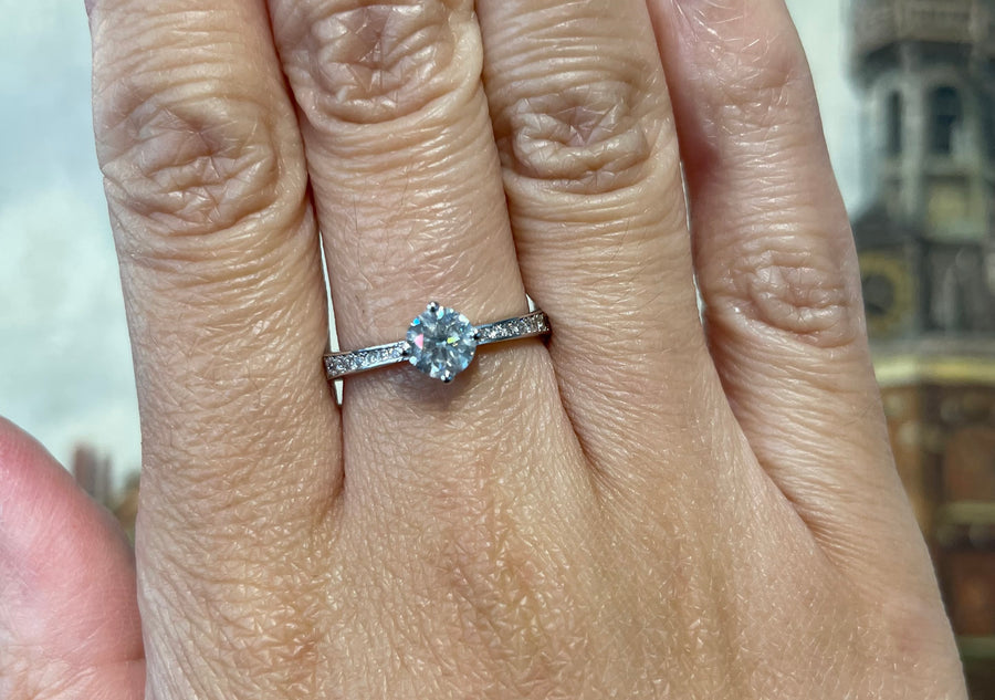 Diamond ring in 18 carat white gold-engagement rings-The Antique Ring Shop