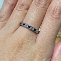 White gold sapphire and diamond band-wedding rings-The Antique Ring Shop