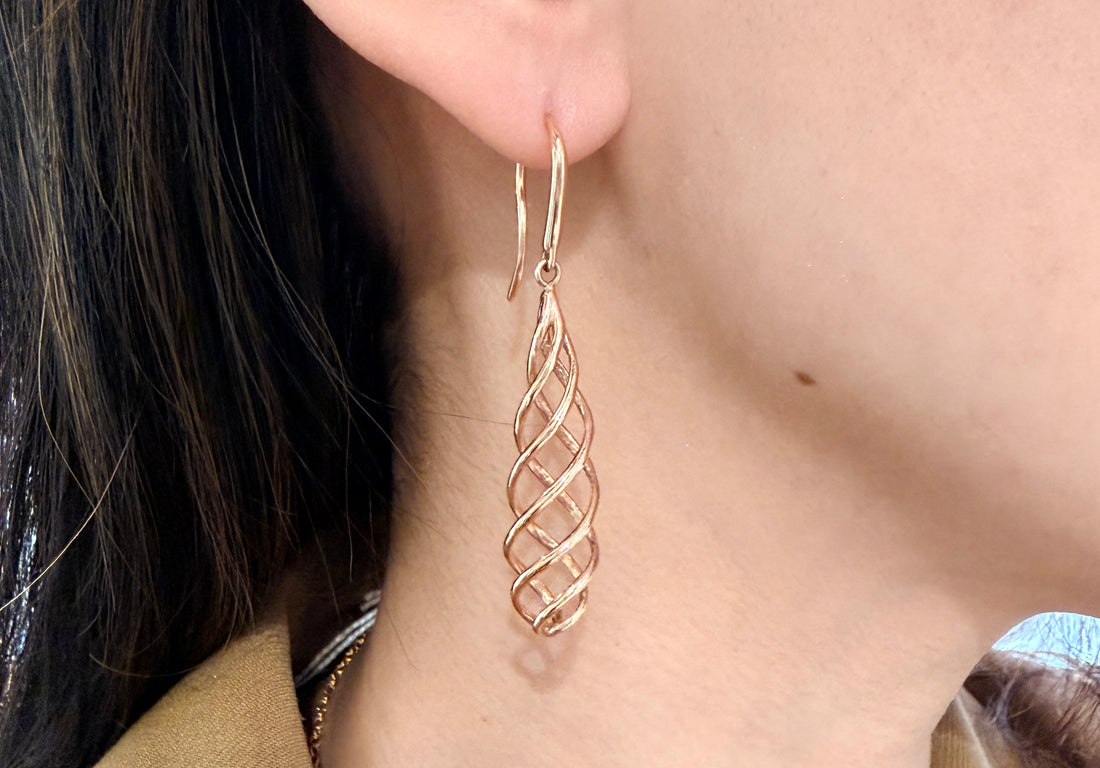 Spiral earrings in 18 carat gold-Earrings-The Antique Ring Shop