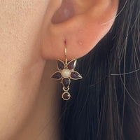 Vintage garnet and pearl earrings-Earrings-The Antique Ring Shop
