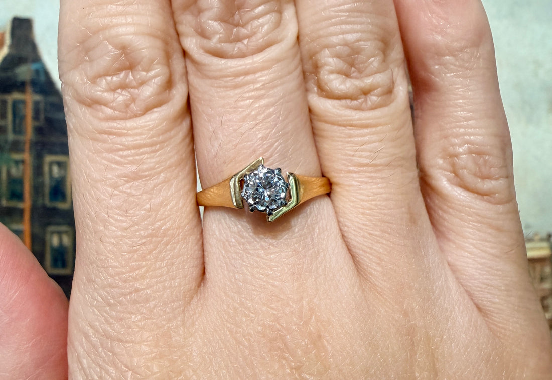 Vintage diamond solitaire ring-Vintage Rings-The Antique Ring Shop