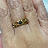 Gold filigree band with semi preciuous cabochon stones