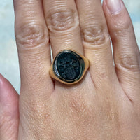 Vintage signet ring with bloodstone intaglio-gents rings-The Antique Ring Shop